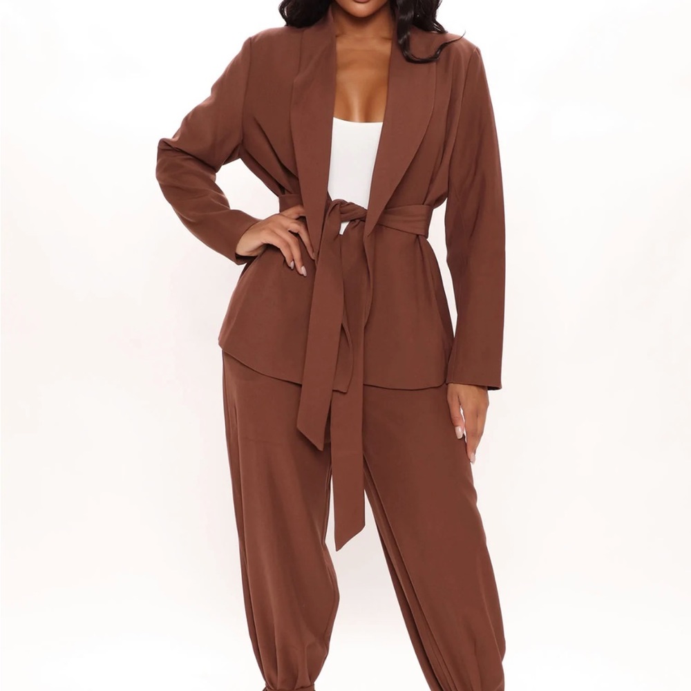 Brown Blazer Pant Set